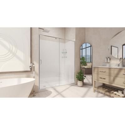 Dreamline DreamLine Flex 34 inch D x 60 inch W x 78 3/4 inch H Semi-Frameless Pivot Shower Door in Chrome, Left Drain Shower Base, and Wall Kit in White D2226034XXL0001