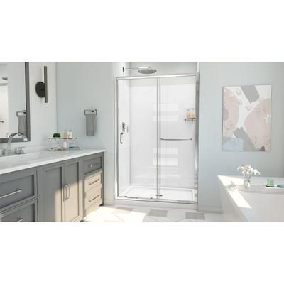 Dreamline DreamLine Infinity-Z 36 inch D x 48 inch W x 78 3/4 inch H Semi-Frameless Sliding Shower Door in Chrome and Clear Glass, Shower Base, and Wall Kit in White D2094836XXC0001