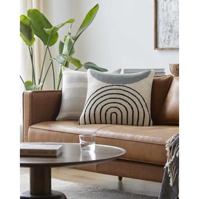 Toski 22" Square Modern Wool Light Silver/Metallic Silver/Black/Silver Gray Throw Pillow - Boutique Rugs