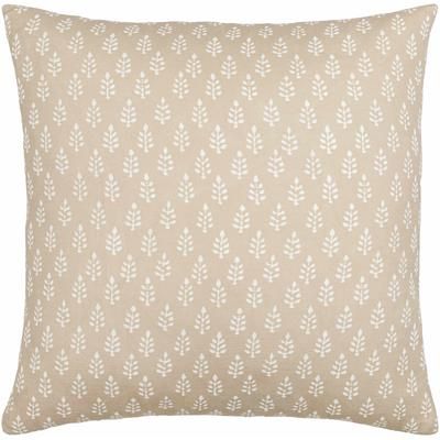 Adonis 18" Square Cottage Cotton Tan/Ivory Throw Pillow - Boutique Rugs