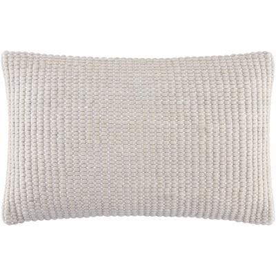 Trory 18" Square Modern Wool Warm Gray/Light Silver/Pearl/Beige/Ivory/Taupe Lumbar Pillow - Boutique Rugs