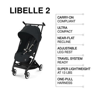 Cybex Libelle 2 Compact Stroller (with 1 Pull Harness) - Magic Black