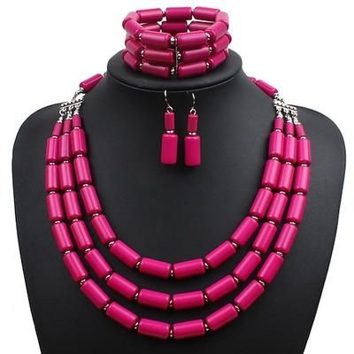 Collana di Perle Bracciale Orecchini 3 Pezzi Retro Vintage Anni 1980 Disco Art Deco Accessori per Donne Giorno dei Re Arancione Casual Quotidiano