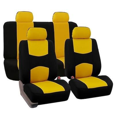 Set Completo di Coprisedili per Auto Protettori per Sedili Posteriori e Anteriori a Panchina Divisa Accento Bicolore Vestibilità Universale 5 Passeggeri
