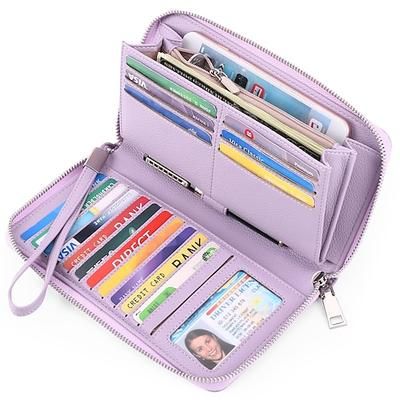 Per donna Portafoglio Borsa per cellulare Pelle PU All'aperto Quotidiano Cerniera Grande Capacità Leggero Durevole Tinta unica Grigio scuro Tessuto almond Rosso bordeaux