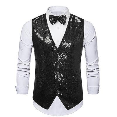 Vintage Anni 1920 Gilet Papillon Il grande Gatsby Gentiluomo Testimoni dello Sposo Slim Fit Costume Per uomo Mascherata Matrimonio Ospite di nozze Festa / Sera Adulti Gilet Fiocco Autunno Inverno