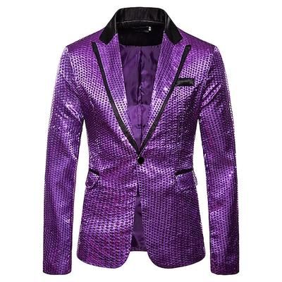 Disco Anni '80 Completi Blazer Blazer con Colletto a Revers Risvolto a punta Normale Disco Paillettes Costume Per uomo Halloween Mascherata Feste Club Parata dell'Orgoglio Adulti Cappotto