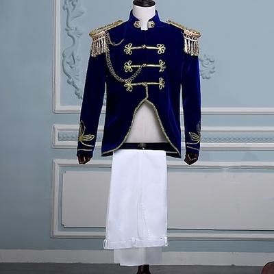 Cappotto Pantalone Retrò Vintage Medievale Cappotto Pantaloni Abiti Principe Aristocratico Tinta unita Tuta / Completo Pantalone Costume Per uomo Feste Carnevale di Venezia Adulti Cappotto Pantaloni