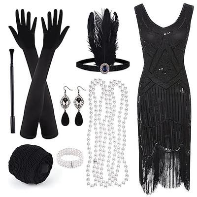 Anni Ruggenti Anni 1920 Retrò Vintage Vestito Abito Flapper Abiti Il grande Gatsby Paillettes Frangia con nappe Costume Per donna Festa / Sera Mascherata Adulti Vestito Guanti Calze Primavera Estate