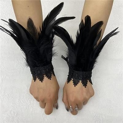 Retrò Vintage Punk Gotico Guanti Pizzo di piume Strega malefico Pizzo Costume Per donna Fantasia Stile Steampunk Notte di Valpurga Mascherata Festa / Sera Adulti Guanti