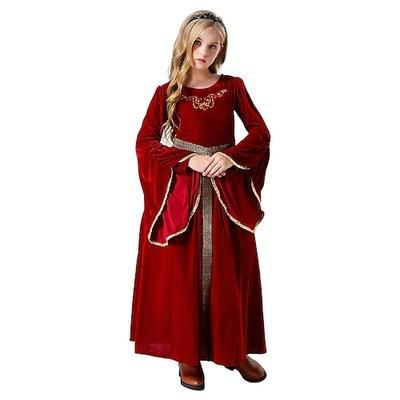 Settimana del libro 2026 Retrò Vintage Medievale Vestito Costume Cosplay Abiti da Ballo Manica del polsino svasato Vichingo Gentildonna Straniero Elfico Costume Ragazze Celtico Reale Halloween
