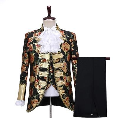 Retrò Vintage Medievale Rinascimento Pantaloni Abiti Completi Blazer Principe Aristocratico Jacquard Costume Per uomo Halloween Carnevale Mascherata Performance Feste Carnevale di Venezia Adulti