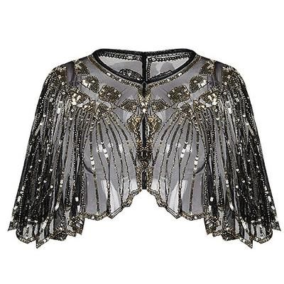 Scialle Retrò Anni Ruggenti Anni 1920 Sciarpe da flapper Normale Il grande Gatsby Charleston Invitato al matrimonio Paillettes Geometrico Linea ad A Capo Costume Per donna Natale Carnevale Capodanno