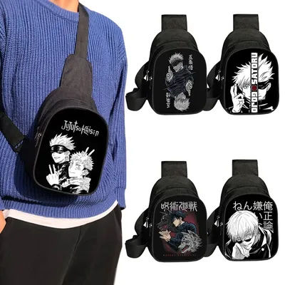 Anime Jujutsu Kaisen Print Chest Bags Japanese Gojo Satoru Yuji Itadori Crossbody Bag Women Men Shoulder Bags Phone Key Holder