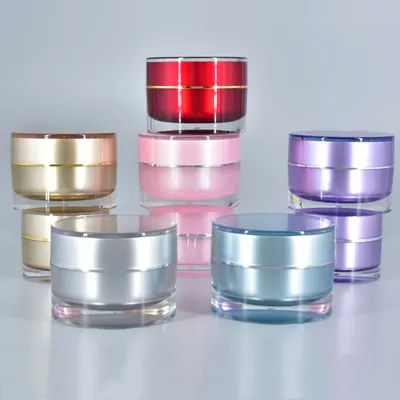 1PCS straight round bottle 10g15g20gPS acrylic cream bottle cosmetic plastic bottle packing box thick bottom face cream bottle