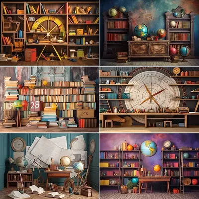 Bonvvie Photography Backdrop Bookshelf Book Back to School Students Graduate Party Decoration