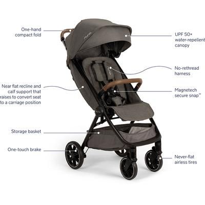 Nuna TRVL LX Self-Folding Compact Stroller - Granite