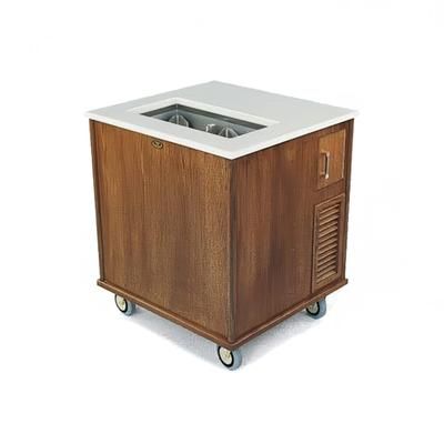 Forbes Industries 5426 Mobile Plate Dispenser Cart w/ 2 Self Elevating Dispensers - Refrigerated, Wood Veneer, Brown