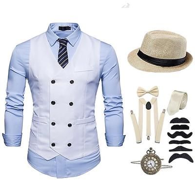 Anni Ruggenti Anni 1920 Retrò Vintage Abiti Completi Blazer Il grande Gatsby Gentiluomo Costume Per uomo Halloween Casual Quotidiano Festa / Cocktail Adulti Cappello Cravatta Bretelle
