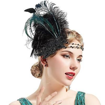 Vintage Anni 1920 Il grande Gatsby Fascia Flapper Invitato al matrimonio Piuma Costume Per donna Ricevimento di nozze Addio al Nubilato Festival Adulti Altri Accessori Copricapo