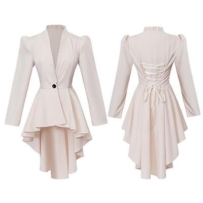 Punk Gotico Medievale Rinascimento Cappotto Costume Cosplay Trench Strega Ragazza gotica Tinta unita Costume Per donna Reale Stile Steampunk Notte di Valpurga Halloween Carnevale Mascherata Evento