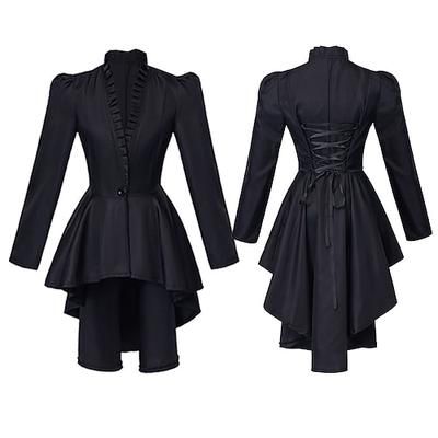 Punk Gotico Medievale Rinascimento Cappotto Costume Cosplay Trench Strega Ragazza gotica Tinta unita Costume Per donna Reale Stile Steampunk Notte di Valpurga Halloween Carnevale Mascherata Evento