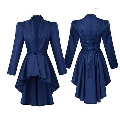 Punk Gotico Medievale Rinascimento Cappotto Costume Cosplay Trench Strega Ragazza gotica Tinta unita Costume Per donna Reale Stile Steampunk Notte di Valpurga Halloween Carnevale Mascherata Evento