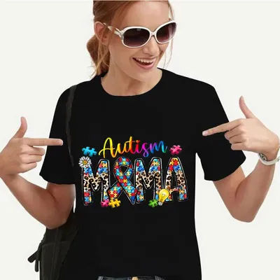 Proud Autism Awareness Mom T-Shirt for Women Harajuku Graphic Tops Autism Acceptance Tshirt Short