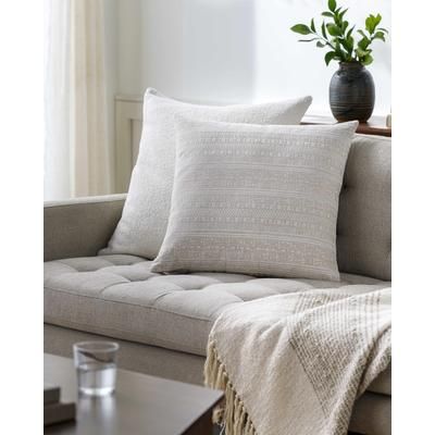 Tavis 18" Square Traditional Beige/Off White Throw Pillow - Boutique Rugs