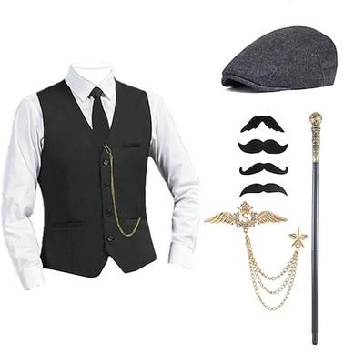 Ispirato al vintage Abiti Costume da festa Berretto Cosplay Fibbia Tinta unita Halloween Colletto italiano visibile Costume Per uomo Halloween Carnevale Festa Sera Casual Quotidiano Festa / Cocktail
