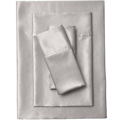 Satin Bedtite Sheet Set by BrylaneHome in Silver (Size FULL)
