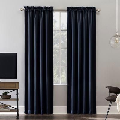 Wide Width Sun Zero™ Oslo 100% Blackout Rod Pocket Panel by BrylaneHome in Indigo (Size 52" W 63" L)