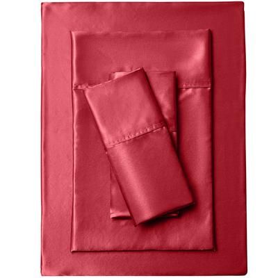 Satin Bedtite Sheet Set by BrylaneHome in Burgundy (Size KING)