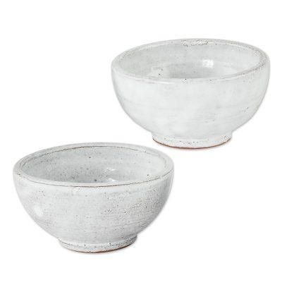 Fresh White,'Rustic White Small Ceramic Bowls (Pair)'