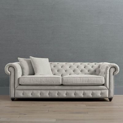 Logan Chesterfield Queen Sleeper Sofa - Oyster Ellory - Frontgate