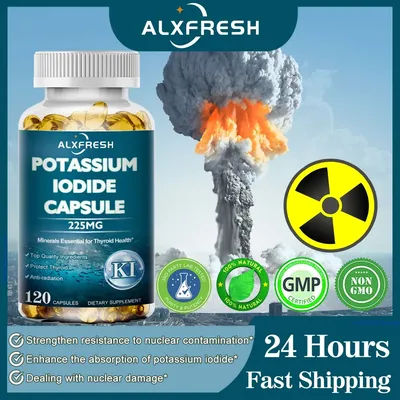 Potassium Iodide Capsules 225 mg - Pure Potassium Iodide Tablets for Radiation Exposure for Kids & Adults
