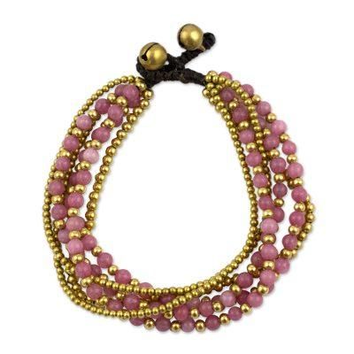 'Rose Joy' - Artisan Crafted Brass and Quartz Bracelet