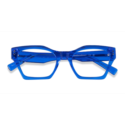 Unisex s horn Crystal Blue Acetate Prescription eyeglasses - Eyebuydirect s Elisa