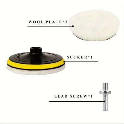 TEMU 5pcs/set 3 Inch Car Polishing Waxing Buffing Car Polisher Kit For Auto M10 Drill Connector Car Car-styling