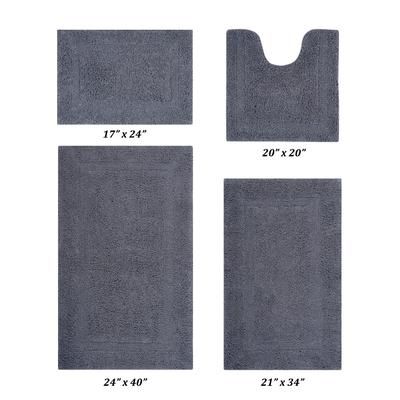 Lux Collections Bath Mat Rug 4 Piece Set (17" X 24" | 20" X 20" | 21" X 34" | 24" X 40") by Better Trends in Gray