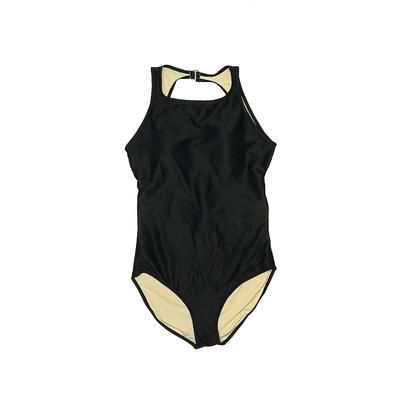DM Fashion One Piece Swimsuit: Black Solid Swimwear - Women's Size Large