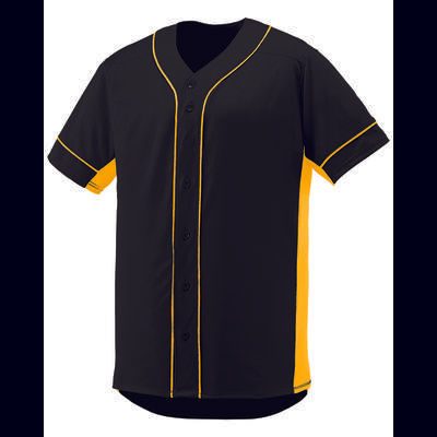 Augusta Sportswear 1661 Athletic Youth Slugger Jersey T-Shirt in Black/Gold size Medium | Polyester
