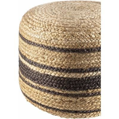 Villaputzu 14"H x 18"W x 18"D Cottage Jute Tan/Beige/Desert Tan/Light Wood/Taupe Pouf - Boutique Rugs