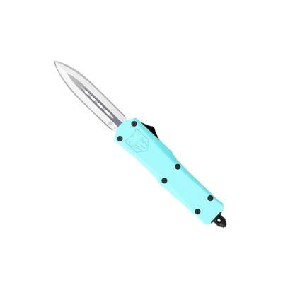 CobraTec Knives FS-3 Small OTF Automatic Folding Knife 2.75in D2 Steel Dagger Non-Serrated Blade Tiffany Blue Handle STBFS-3DAGNS