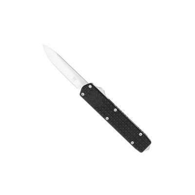 CobraTec Knives Small Warrior OTF Knife 2.25in M390 Drop Non-Serrated Blade Black SCTWBLKM390DNS