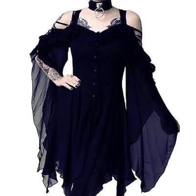 Retrò Vintage Punk Gotico Medievale Vestito Mascherata Strega Costume Per donna Notte di Valpurga Halloween Carnevale Mascherata Halloween Evento / Festa Adulti Vestito