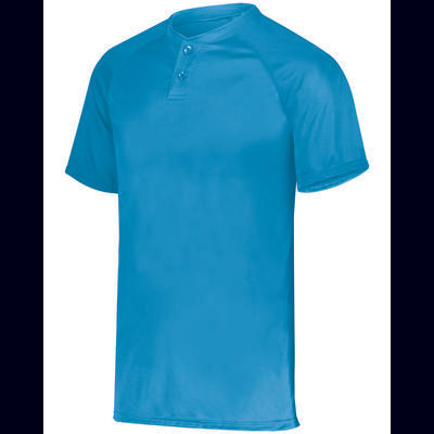 Augusta Sportswear AG1566 Athletic Youth Attain Wicking Two-Button Baseball Jersey T-Shirt in Columbia Blue size Small | Polyester 1566