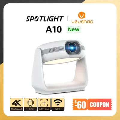 Vevshao A10 Smart Android 11.0 1080P Projector With 5G WiFi Lamp Portable Projectors 4K Support HD Video Home Theater Projector