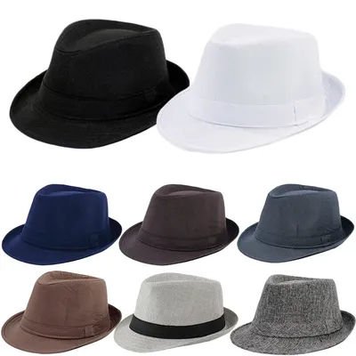 Chapeau Panama en lin uni, style jazz, chapeau de cowboy, chapeau de soleil britannique pour homme et femme