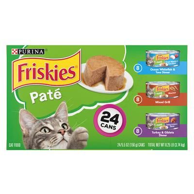 Ocean Whitefish and Tuna, Mixed Grill and Turkey & Giblets Dinners Wet Cat Food Pate Variety Pack, 5.5 oz., Count of 24